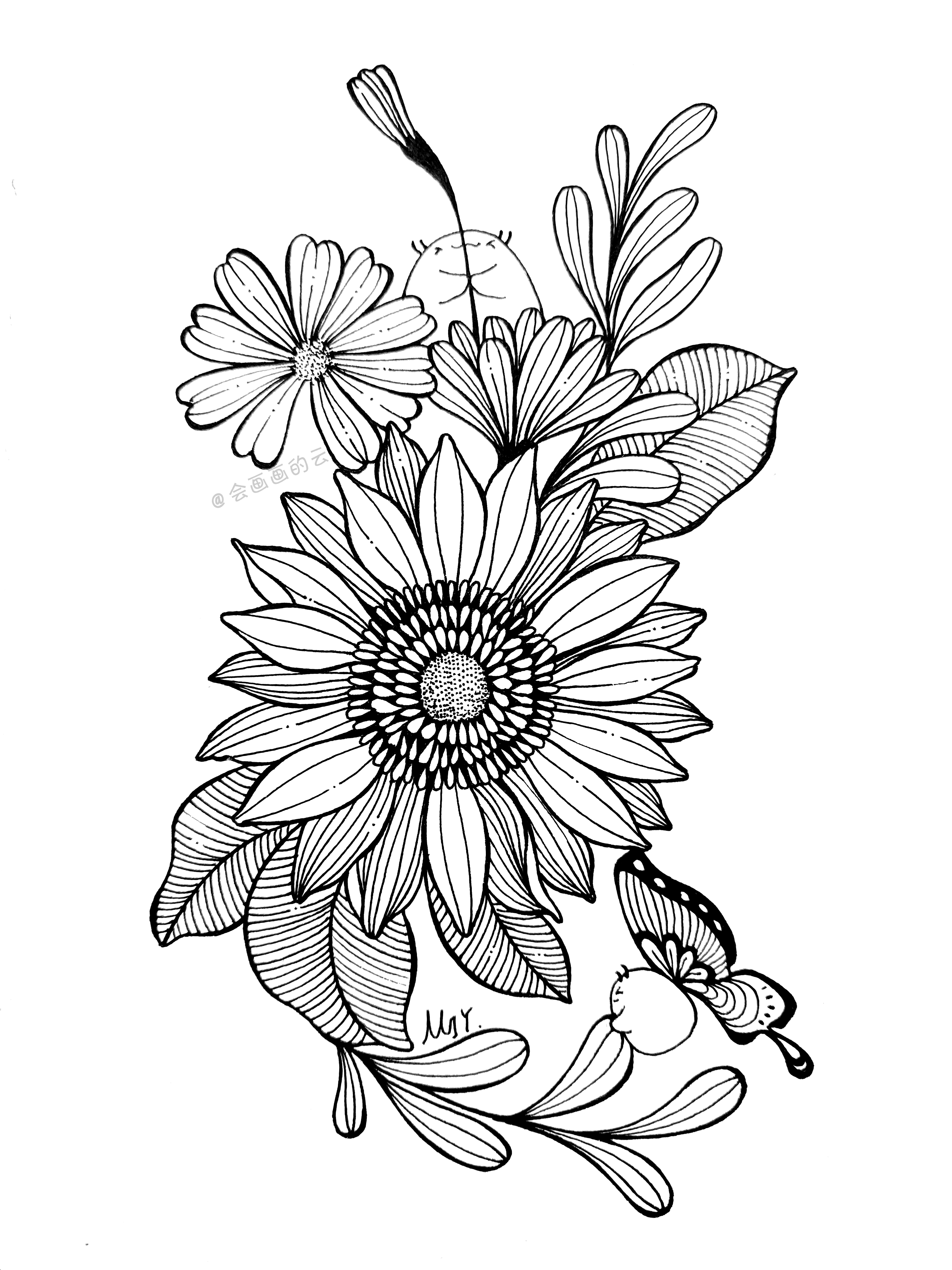 各种花的简笔画(最常见的工具画出好看的花朵)