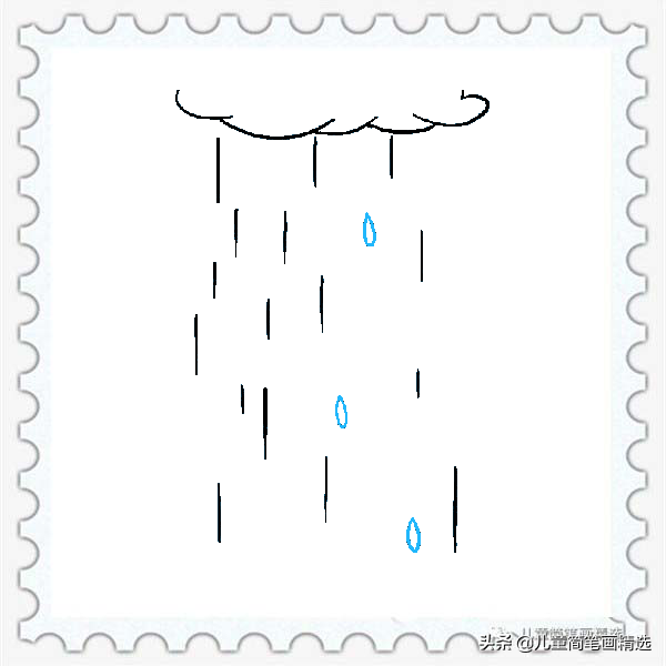 儿童简笔画精选【天气】-雨水（Rain）的绘画步骤