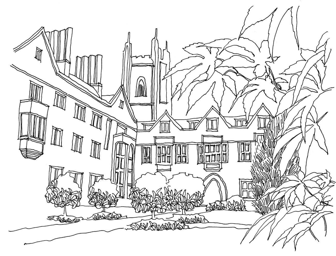 教你分步骤画多伦多校园建筑,画的太美了