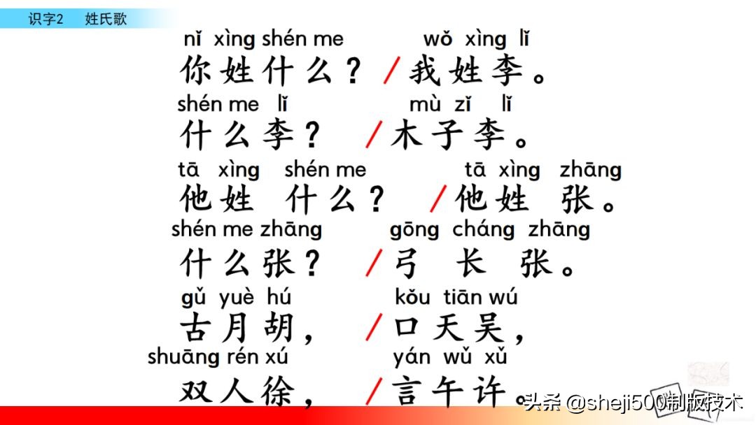 【预习】部编版一年级语文下册识字2《姓氏歌》知识点+图文讲解