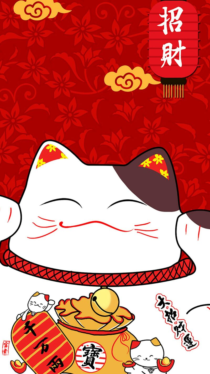 送上一组超萌招财猫壁纸：恭喜发财，喵喵喵