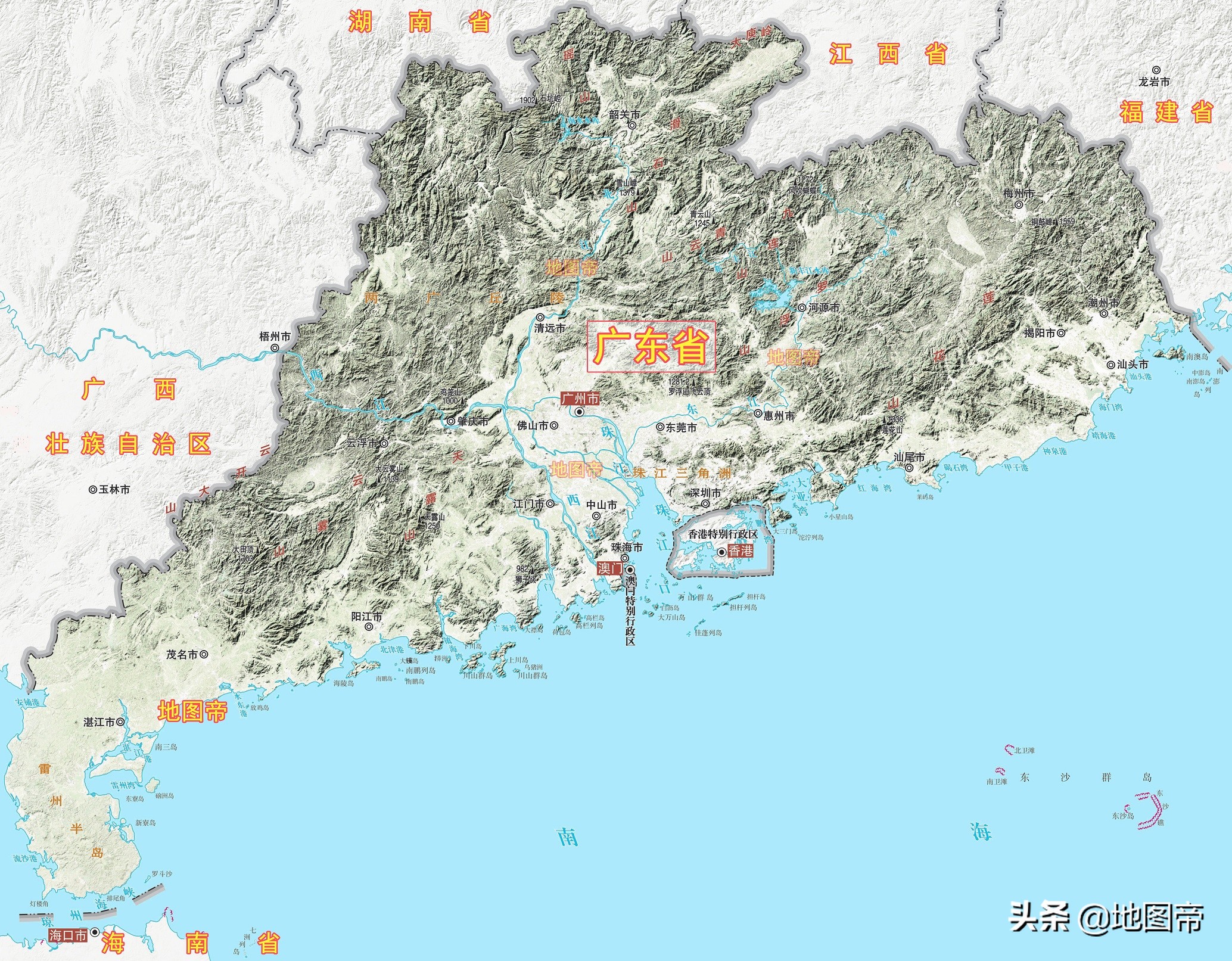 广东山脉分布图图片