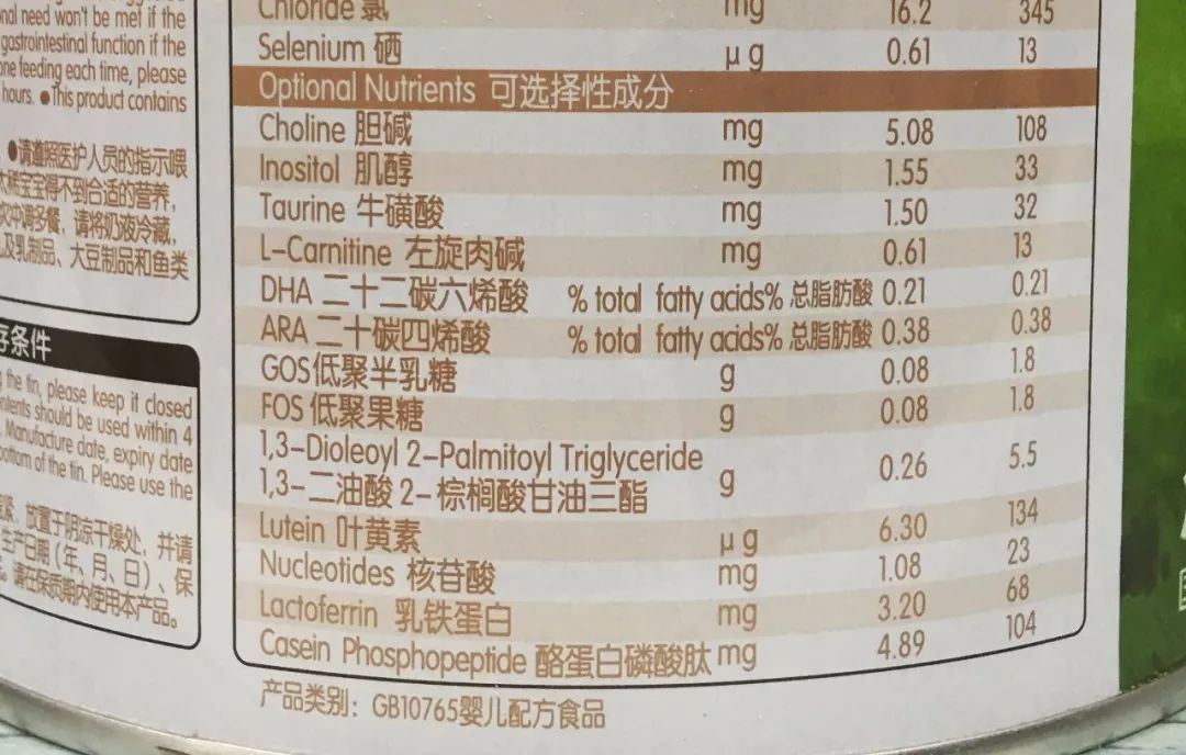 选奶粉第1步,必看《营养成分表》