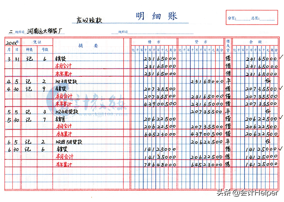 固定资产账个人日常手工记账样本(手工固定资产明细账的登记实例图)
