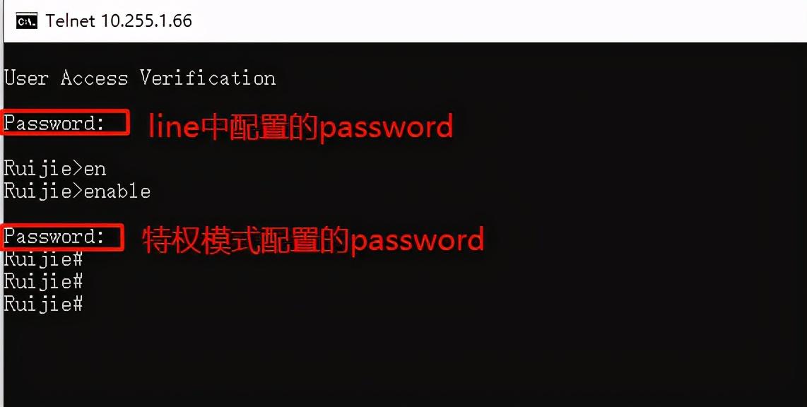 銳捷交換機配置telnet遠程登錄