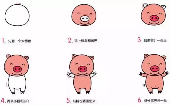 简笔画｜猪年就要画小猪，步骤超详细，一学就会，快为宝宝收藏！