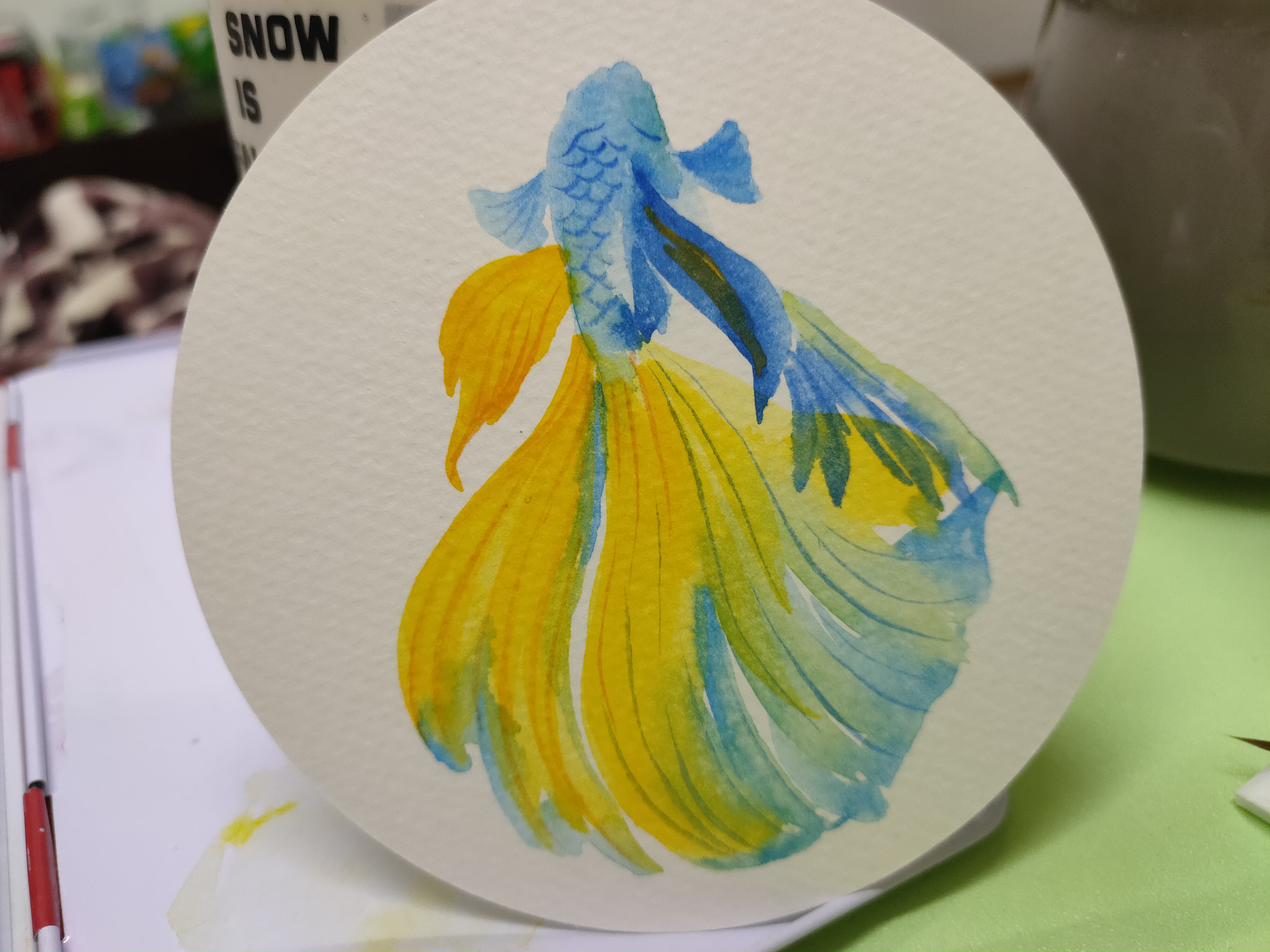 一学就会的水彩画，6步过程图教你画金鱼，你学会了吗？