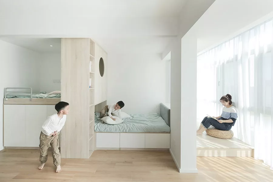 北京59㎡混搭公寓,住进一家四口,还有练跆拳道空间,宽敞