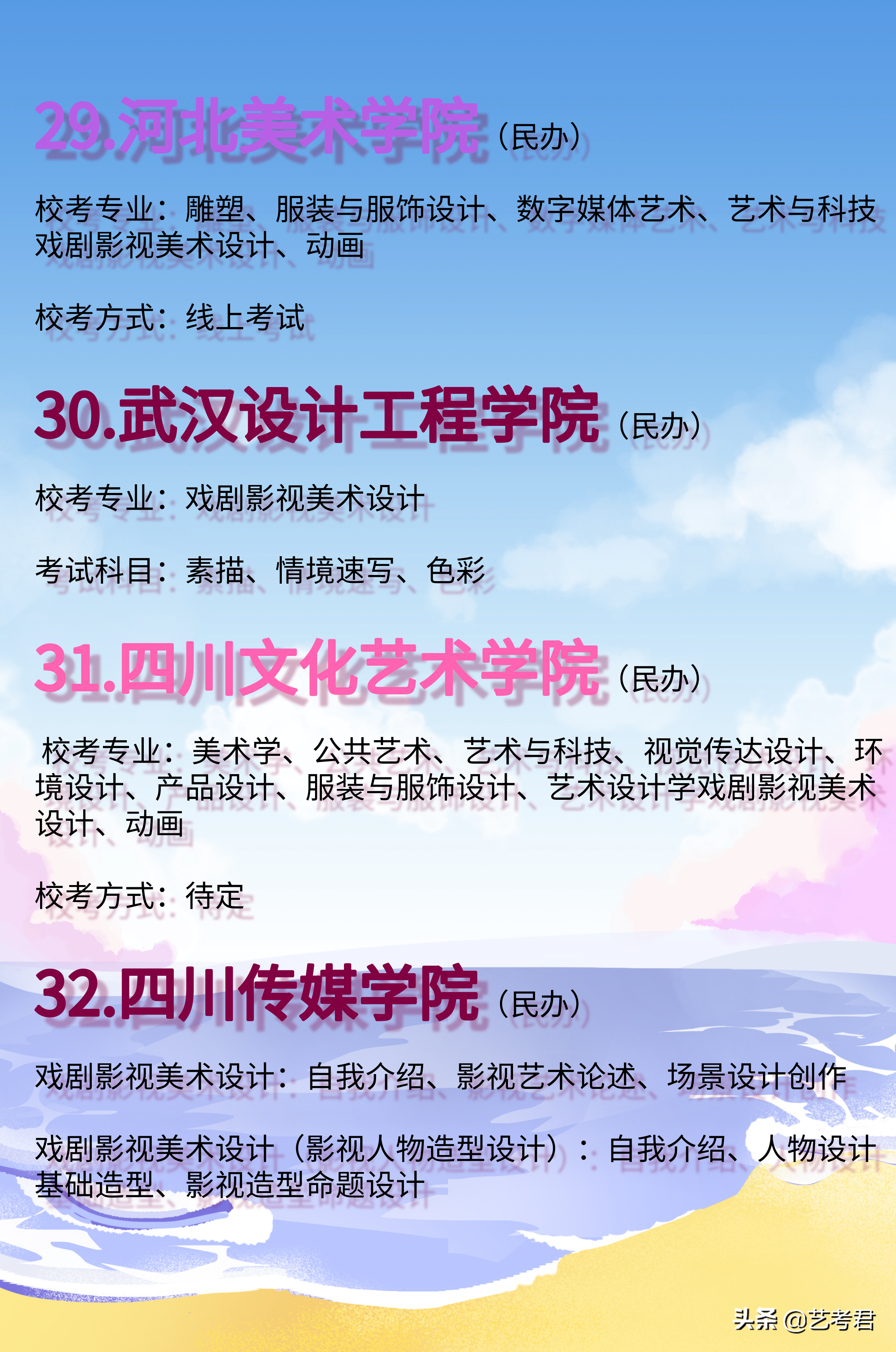 收藏！2021年40所美术校考名单汇总，详解校考方式及专业