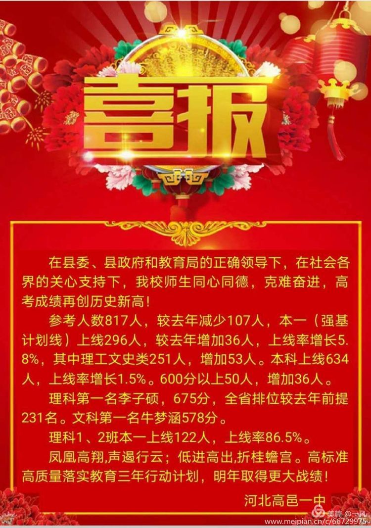年年蟾宫折桂，岁岁铸就辉煌——热烈庆祝高邑一中2020年高考再创新高