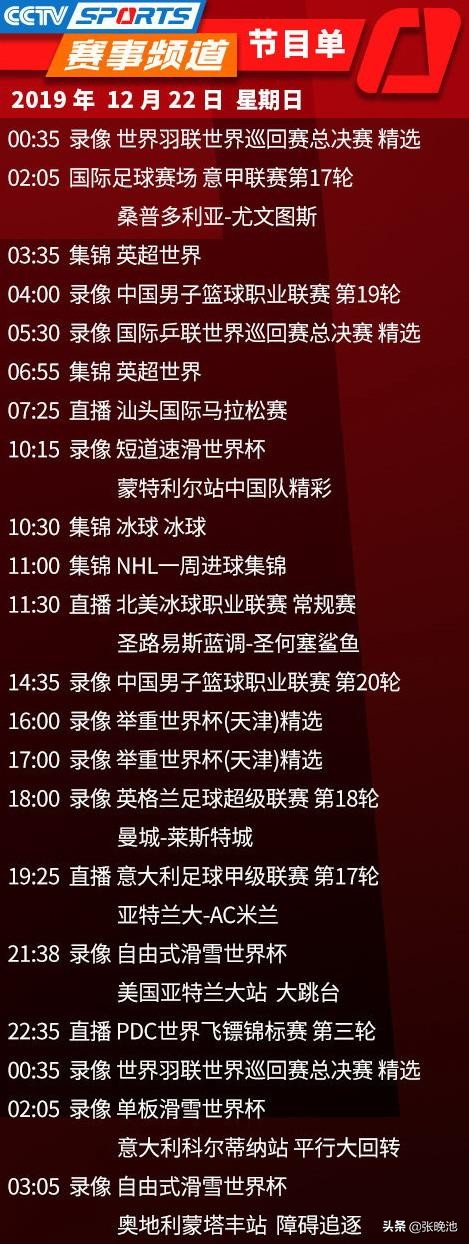 英超热刺今天哪里直播(央视今日节目单，CCTV5直播英超热刺VS切尔西，2场意甲 3场CBA)