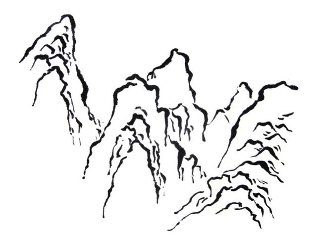 画山教程山的表现方法山石墨法及山坡路径泉水瀑布的画法