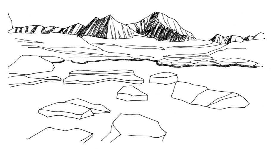 教你用排线条的方式画远山，这样画出来的山很美，适合小白学习