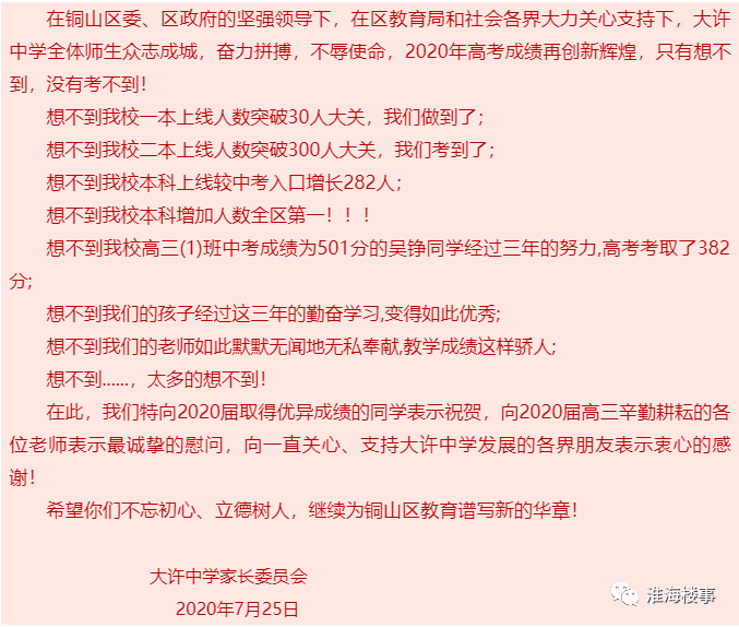 一本率达93.8％，百余人分数破400，2020徐州高考喜报大PK来了