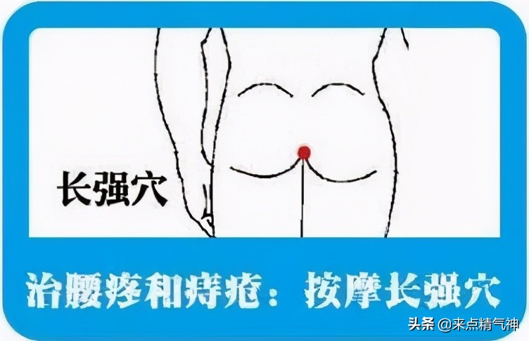 按揉百会、会阳、长强、承山穴，提肛运动治疗痔疮