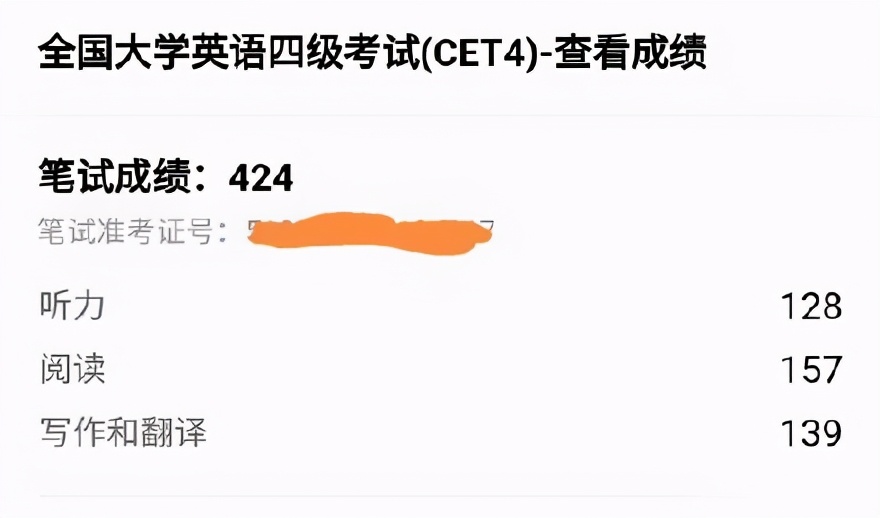 四六级成绩公布，有人遗憾424，有人惊喜425，有人意外0分