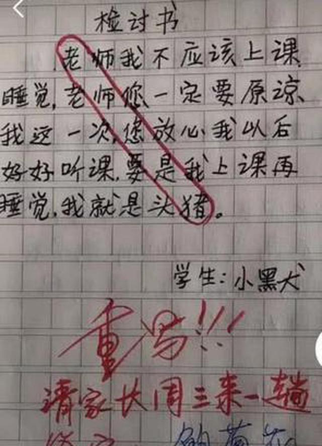 学生犯错写检讨书，看似真诚其实“暗藏玄机”，老师看完更生气了