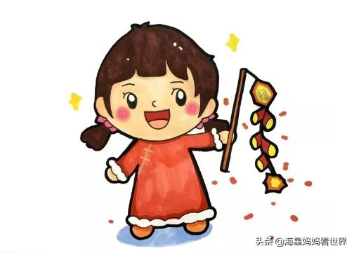 新年素材简笔画、水彩画大全，新年海报、贺卡再也不用愁啦