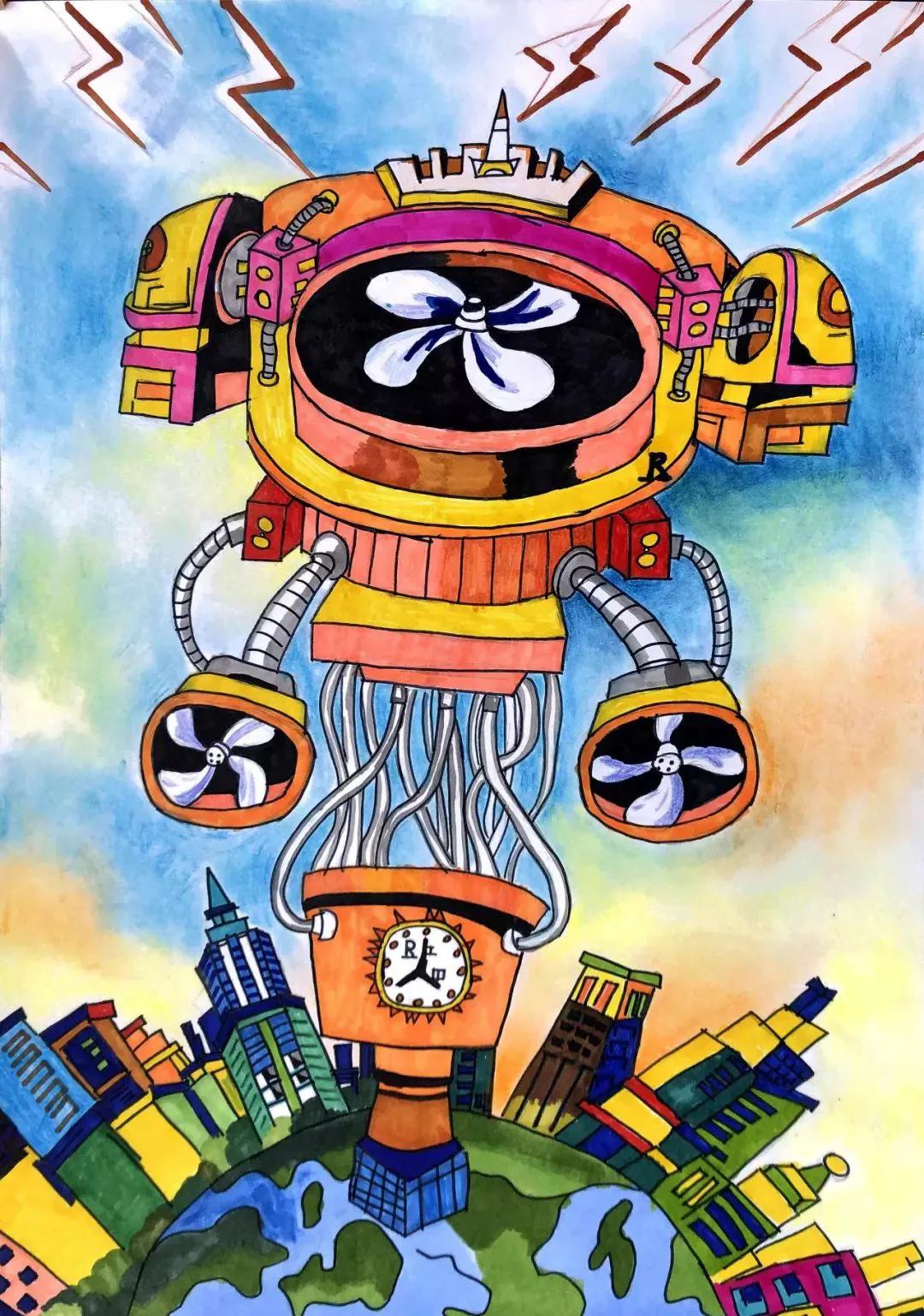 小学生49幅科幻未来科技主题绘画作品欣赏,赶紧收藏起来给宝贝练