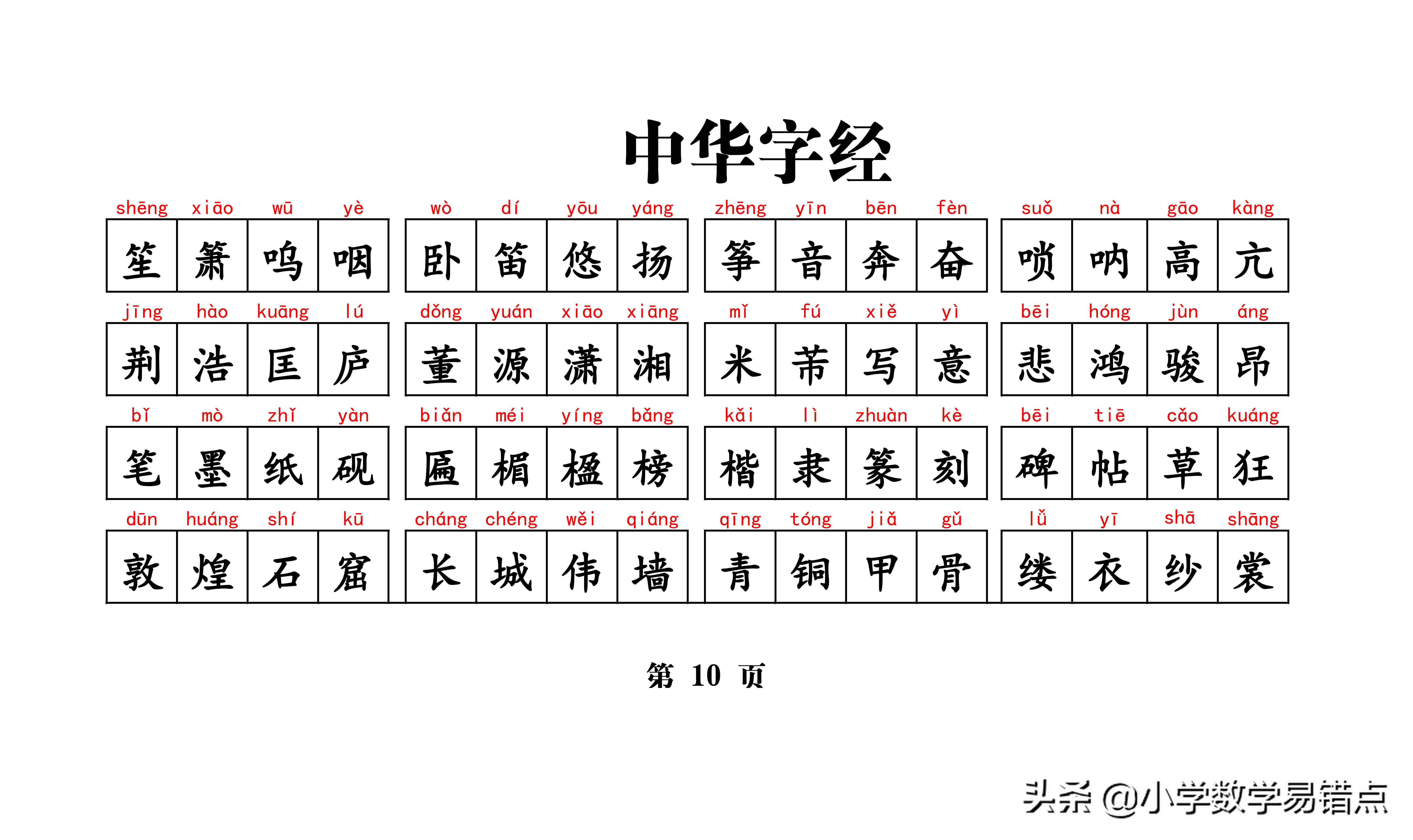 常用带拼音4000汉字《中华字经》4字一句，8字一韵，收藏好每天读