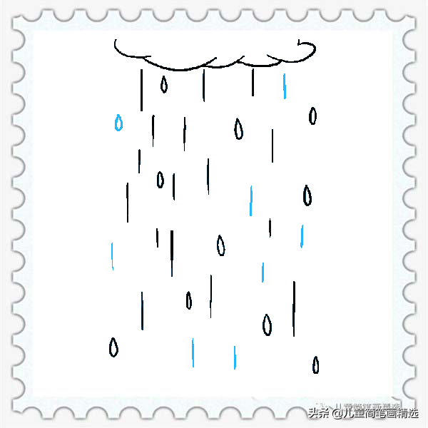 儿童简笔画精选【天气】-雨水（Rain）的绘画步骤