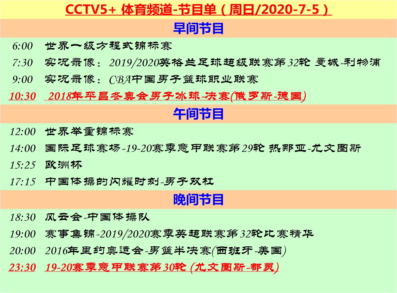 意甲在中国直播的时间(周日直播英超意甲：CCTV5和CCTV5 让你锁定夏日夜)