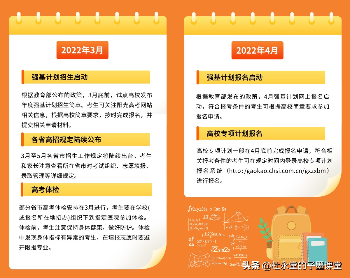 子墨老师带你了解2022年高考月历，不懂就私信子墨老师