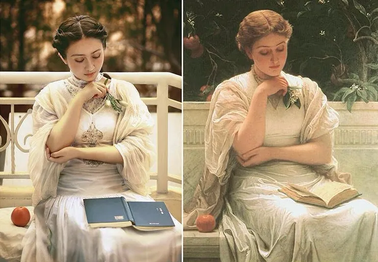 北大美女模仿世界名画拍摄的读书图！