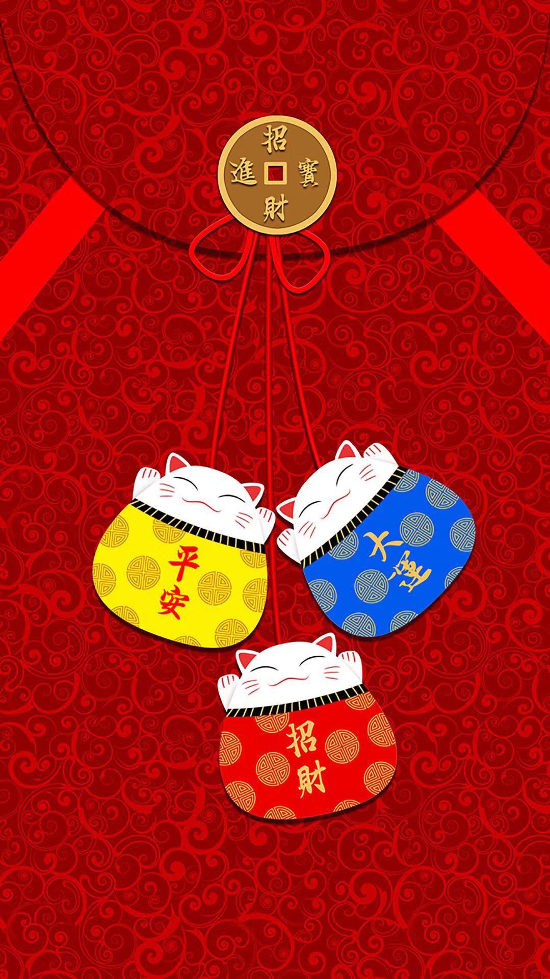 送上一组超萌招财猫壁纸：恭喜发财，喵喵喵