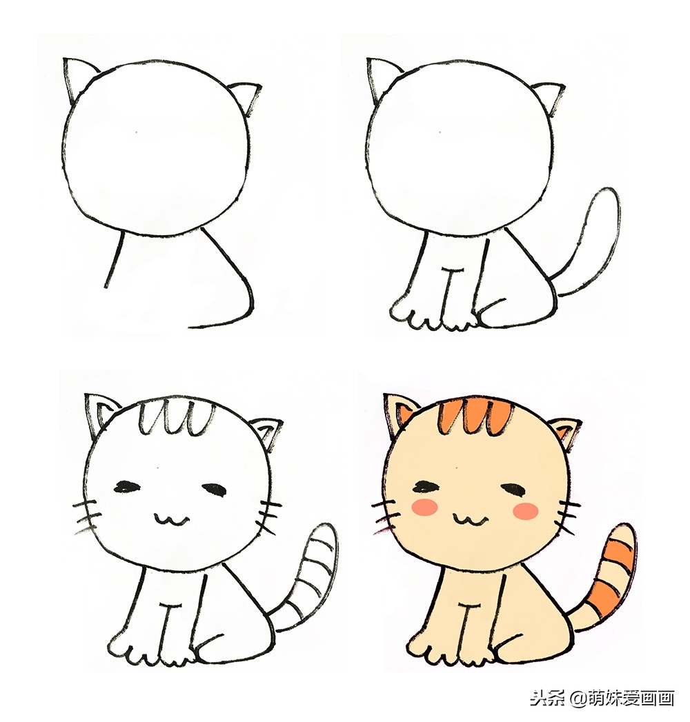 怎么画小猫(儿童简笔画小猫素材)