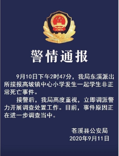 四川小学生遭老师体罚后身亡：家属称被踢了两脚，“送医时孩子吐了半碗血和痰”，校方回应称老师平时很敬业