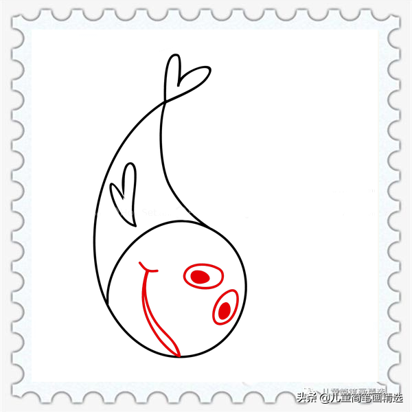 儿童简笔画精选-用数字 “6” 画一条可爱的小鱼（Fish）