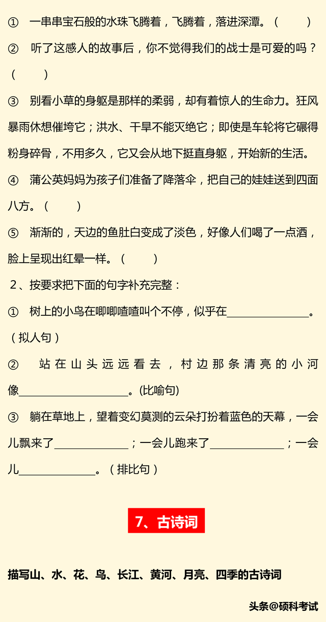 小升初语文总复习（拼音、成语句子、关联词、修辞、古诗、习作）