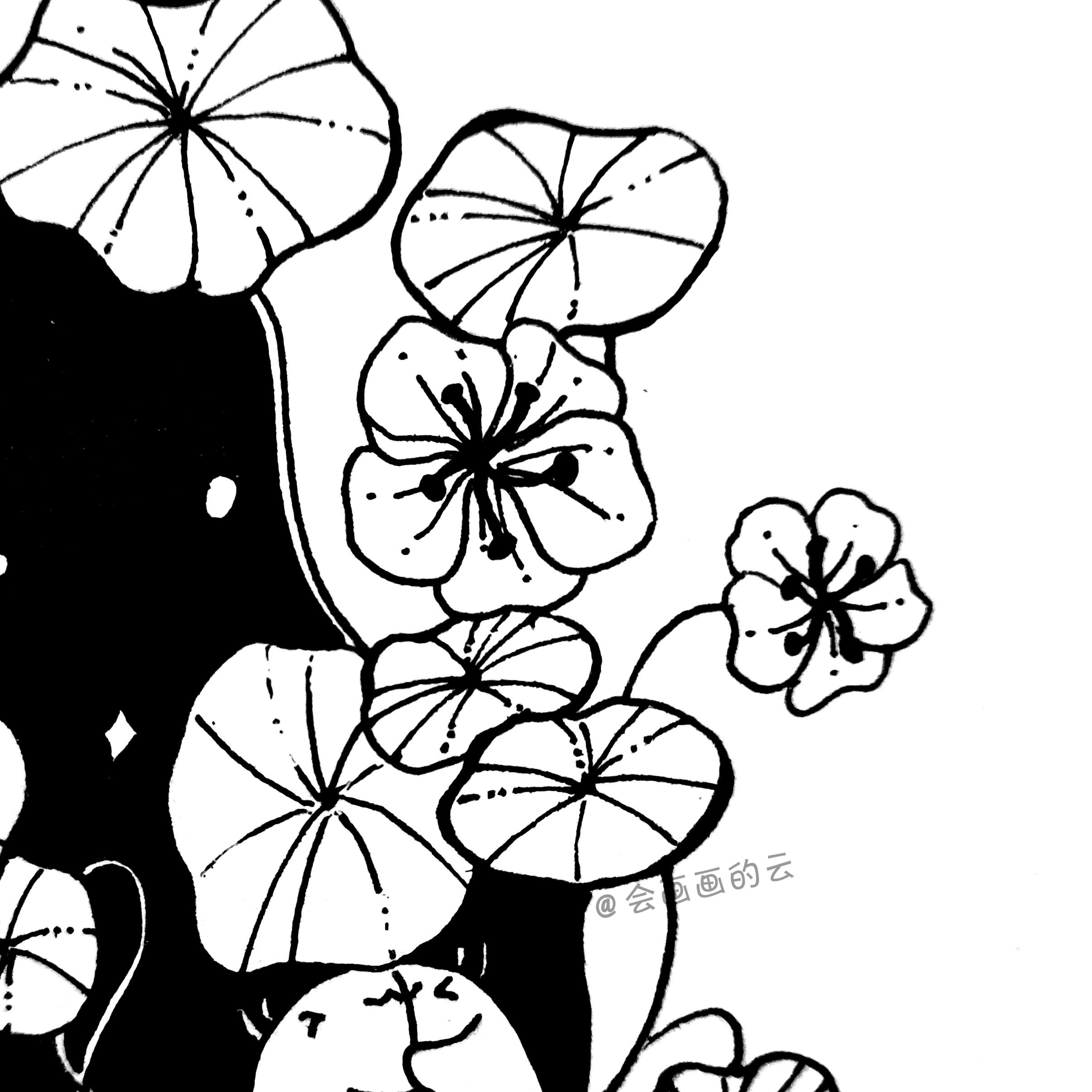 线描小叶子详细步骤图讲解，适合新手画的简笔画，7步就可以