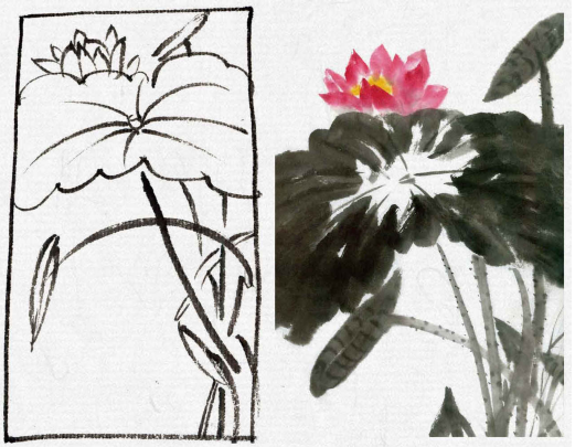 画荷基础教程写意荷花的构图方法