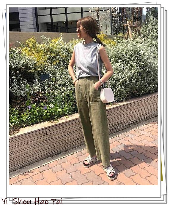 绿色阔腿裤的50种夏季搭配！时髦的女人都在穿，配什么上衣都好看