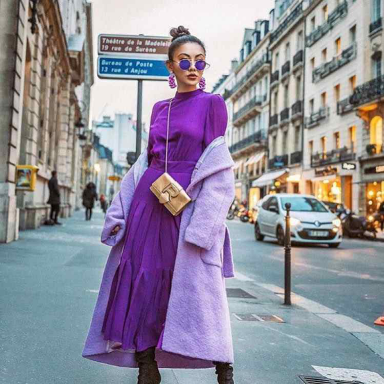 香芋紫优雅又高贵,唯一的缺点就是显老,照以下四点穿巨时髦