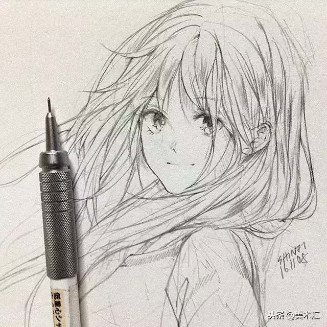 线条感十足的动漫人物素描,超美