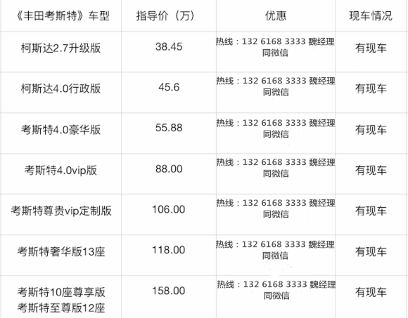 一汽考斯特12座报价丰田考斯特至尊版4s店