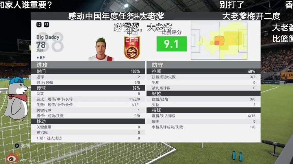 fifa20可以玩世界杯吗(圆梦靠主播？Quin在《FIFA20》组建国家队征战世界杯，大老爹抢镜)