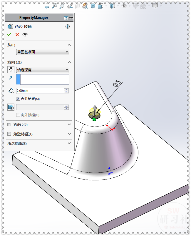用SolidWorks画的钣金底壳，需要画两个成形工具，所以步骤比较多
