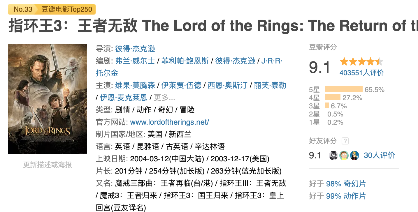 全世界公认最好的十部电影，第一名上榜多年无人撼动