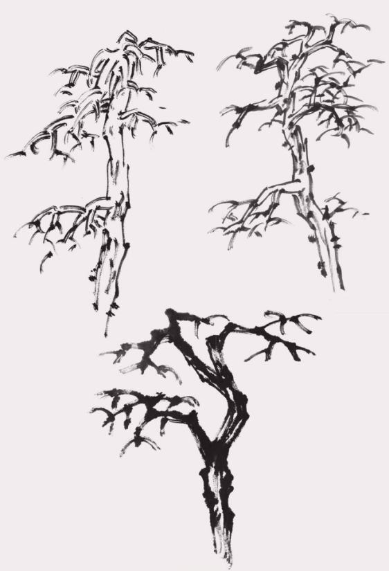 山水画基础技法树枝的两种基础画法