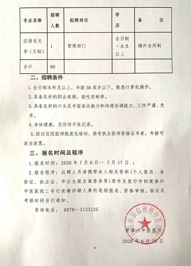 楚雄州人民医院招聘（云南）