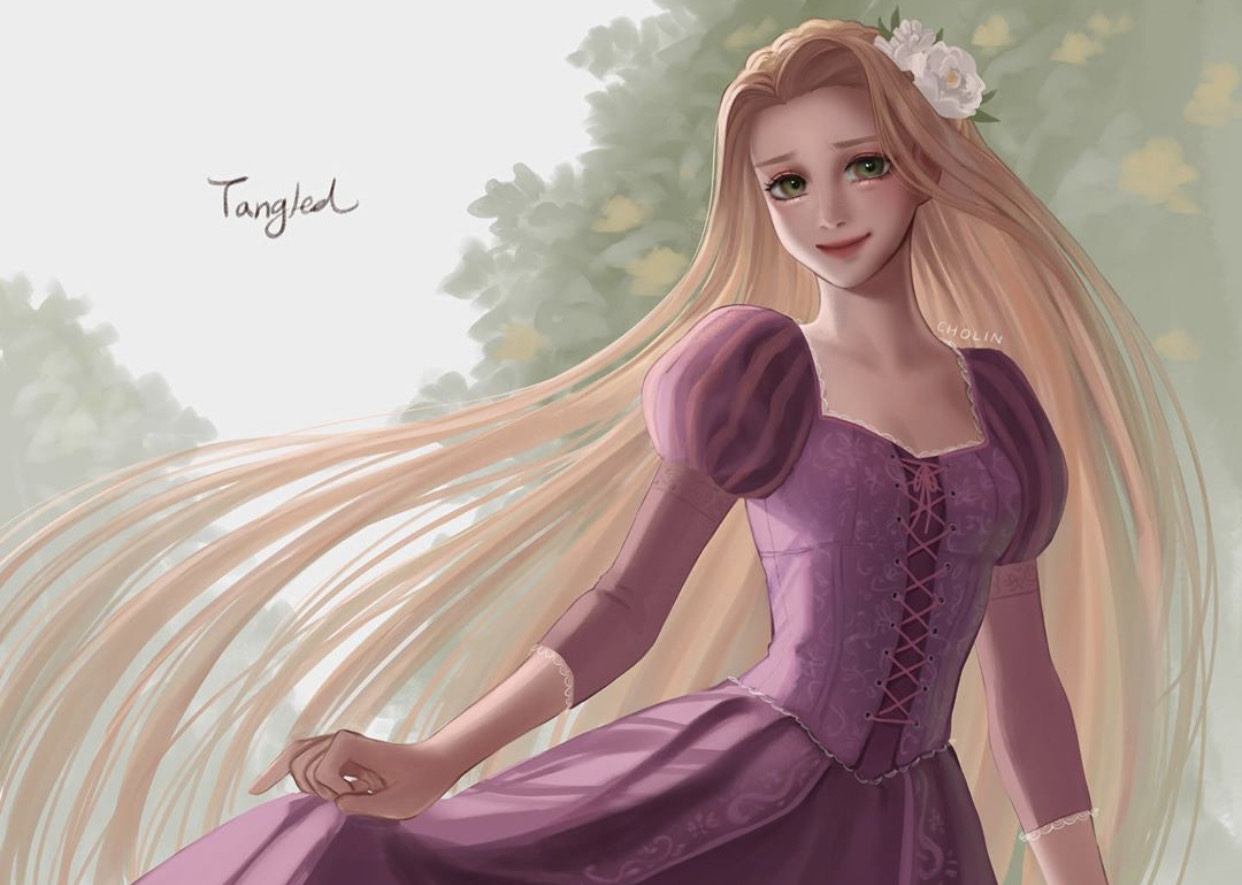 公主图片简笔画长发(台湾画师笔下的迪士尼公主)