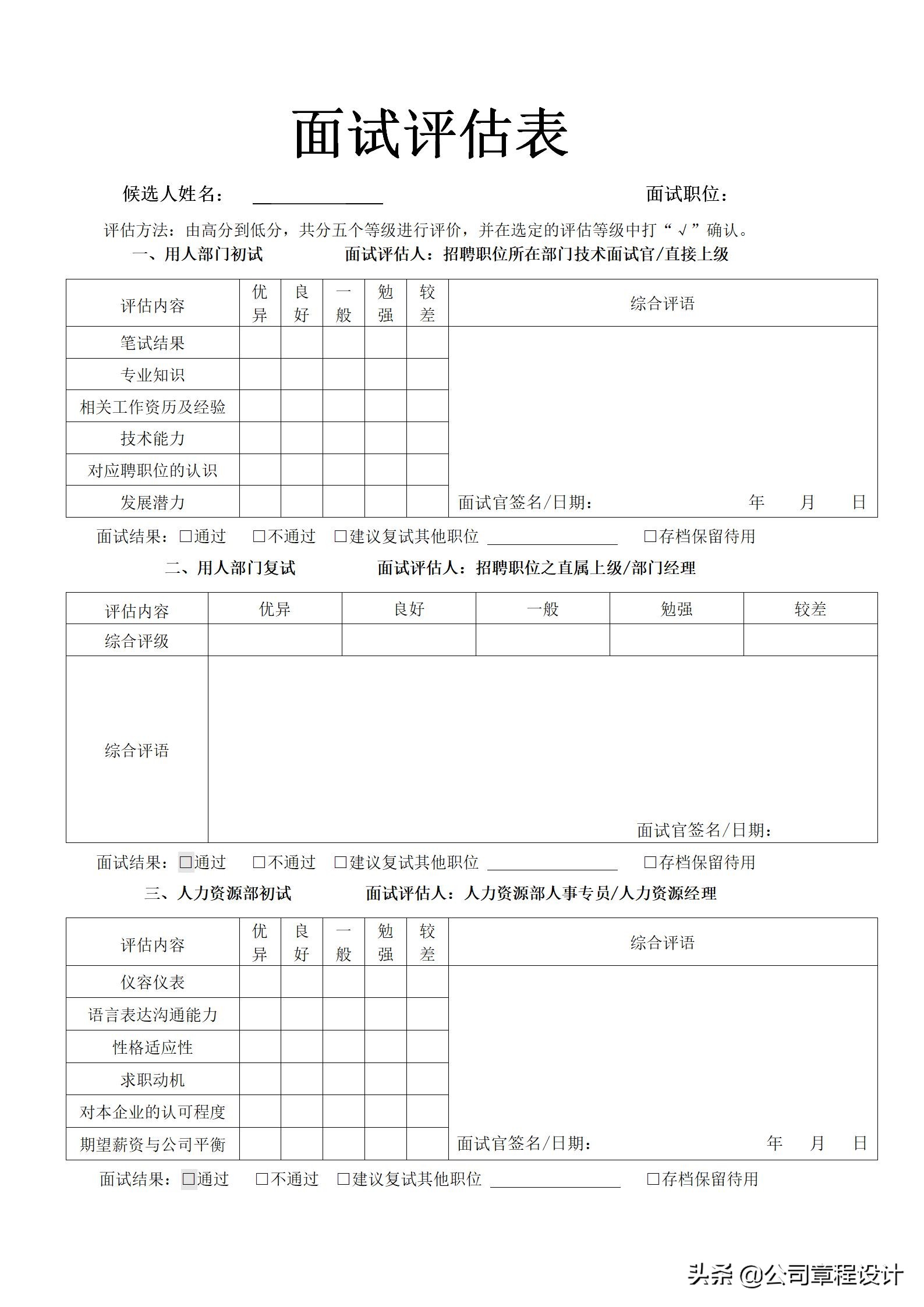 招聘工作流程（招聘流程及面试需备表格）