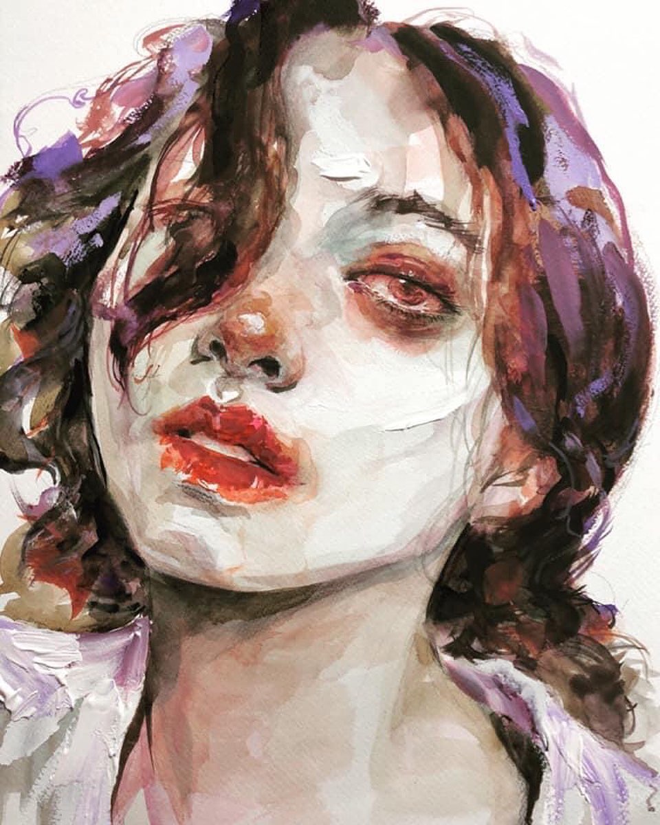 个性十足丨韩国水彩画家随意性的水彩画人物