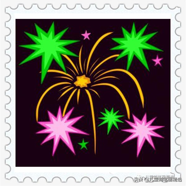 儿童简笔画精选-烟花（Fireworks）的绘画步骤