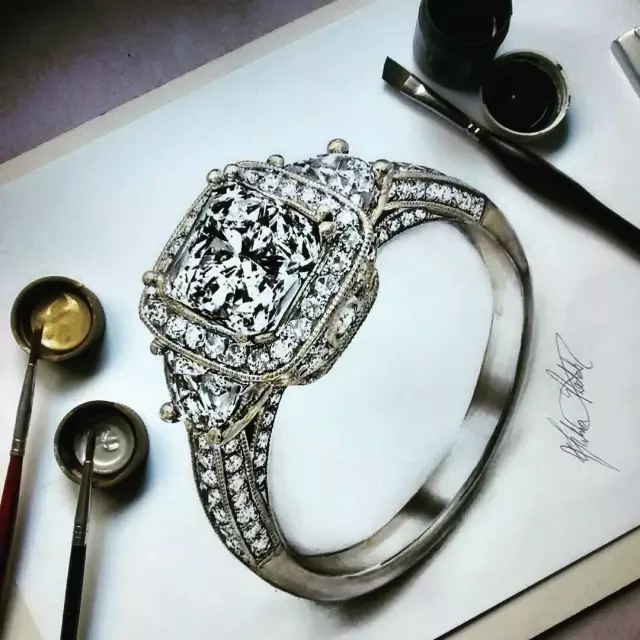 什么叫妙笔生花？形容这个妹子的珠宝手绘作品，再合适不过了