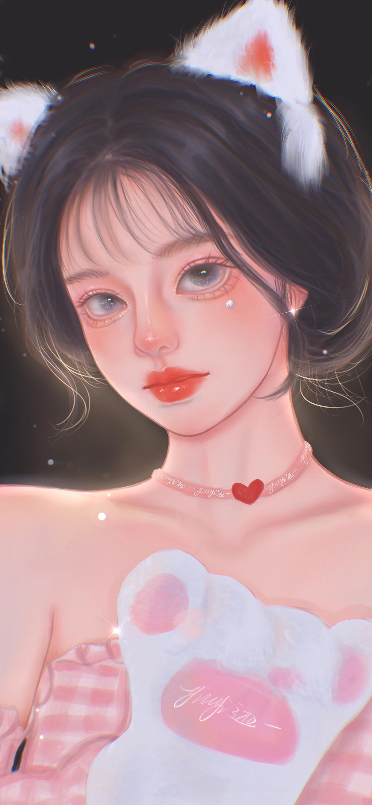 气质女生闺蜜插画壁纸,美惨了